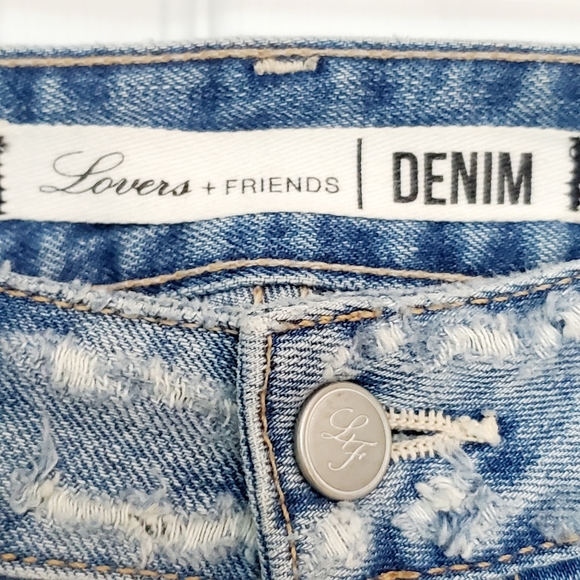 Lovers + Friends Distressed Denim Shorts. - Picture 4 of 12